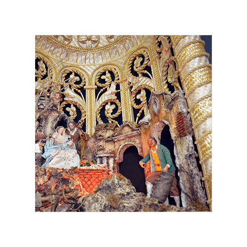 Presepe in nicchia di paglia intrecciata di Giotto Faugno